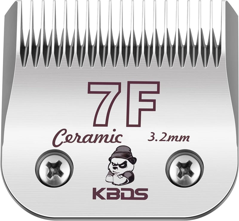 KBDS Detachable Ceramic Pet Clipper Blades,Size-7F,Compatible with Most Andis,Oster,Wahl A5 Clippers,Made of Ceramic Blade Cutter and Carbon Steel Blade,1/8'' Inch 3.2mm Cut Length, 7F Blade - Image 1